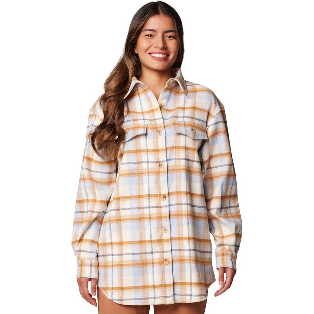 Columbia Calico Basin Shacket Womens S Multi Plaid Stretch Spread Collar JAX775